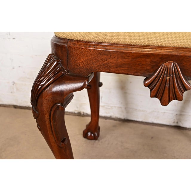 Baker Furniture Historic Charleston Chippendale Carved Mahogany Stool or Ottoman For Sale In South Bend - Image 6 of 11
