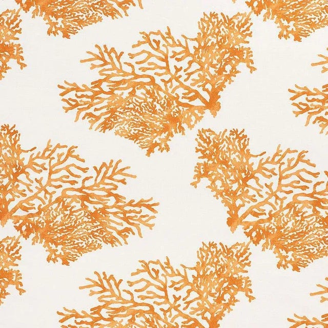 Great Barrier Reef features one of the most classic nautical patterns-silhouettes of coral fans- on a textured, 100% Linen...