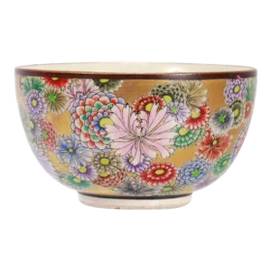Antique Japanese Meiji/Taisho Shuzan Satsuma Porcelain Floral Tea Cup or Chawan