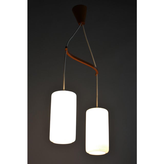 Mid-Century Chandelier in Beech and Glass from Dřevo Humpolec, Czech, 1950s For Sale - Image 9 of 11
