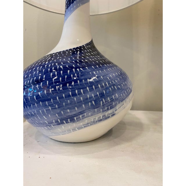 2010s Blue and White Ceramic Lamps- a Pair For Sale - Image 5 of 10