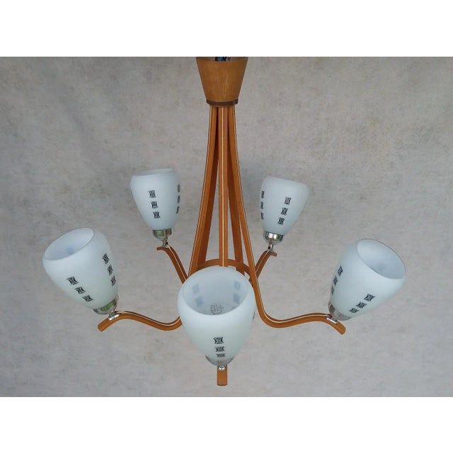 Wooden Chandelier, 1970s For Sale - Image 15 of 16
