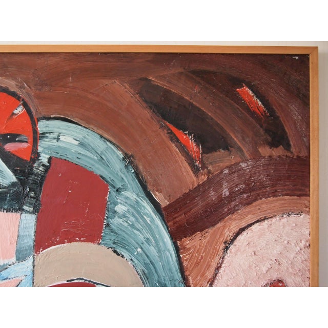 Original 1983 Lewis Lanza Rudolph Abstract Expressionist Painting 49x43" Oil / Board Framed Large Impasto Textured Vintage Modern Art For Sale - Image 4 of 11