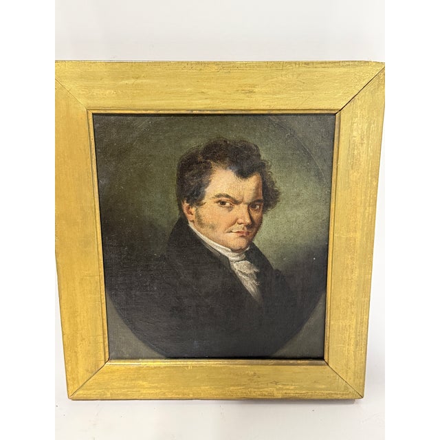 An intimate early 19th-century oil on canvas portrait of an unidentified gentleman, probably American School, circa...