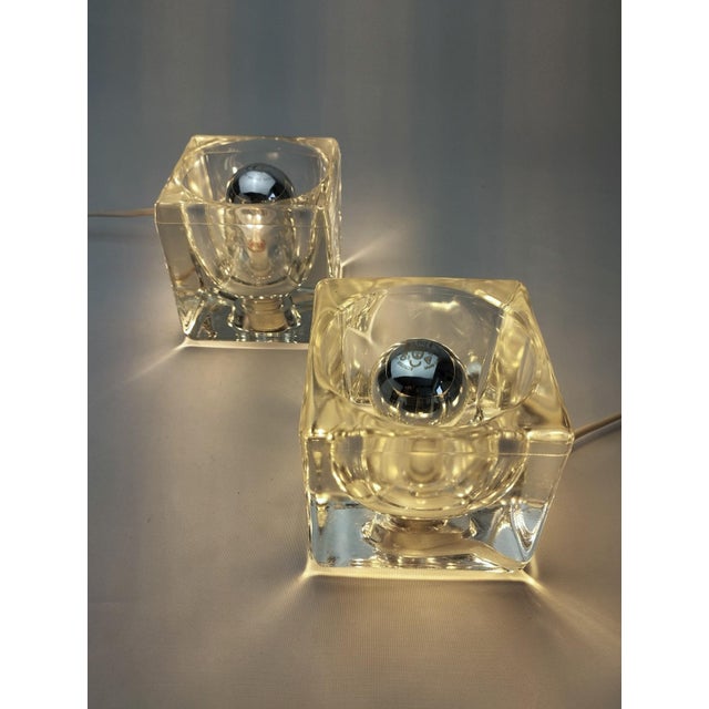 Cube-Shaped Glass Table Lamps by Peill & Putzler, 1970s, Set of 2 For Sale - Image 9 of 12