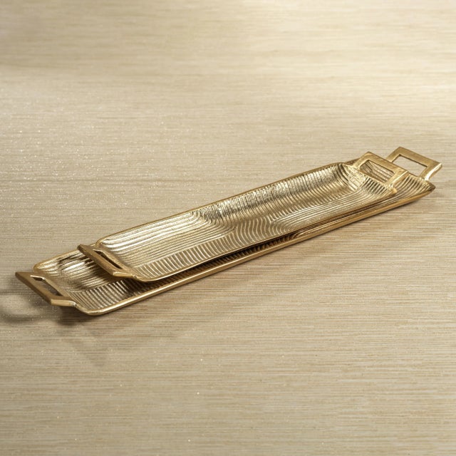 Contemporary Donte Textured Aluminum Tray, Small For Sale - Image 3 of 3