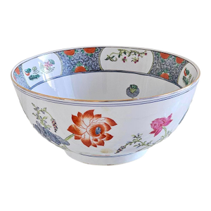 Mid-Century Chinoiserie Decorative Porcelain Centerpiece Bowl
