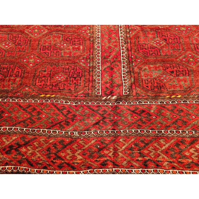 Vintage Turkmen Tekke Gallery Rug in Allover Pattern in Red, Brown, Gray, For Sale - Image 10 of 14