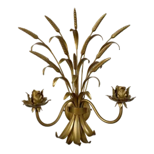 Contemporary Gold Florentine Wrought Iron Ears Wall Lamp