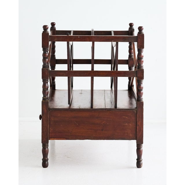 Large English Regency Mahogany Canterbury Magazine Rack With Drawer, 19th Century For Sale - Image 4 of 16
