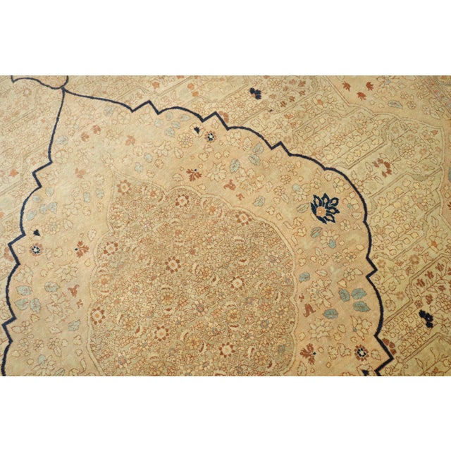 Persian Antique Zabihi Collection Ivory Hadji Jal Li Tabriz Rug For Sale - Image 3 of 12