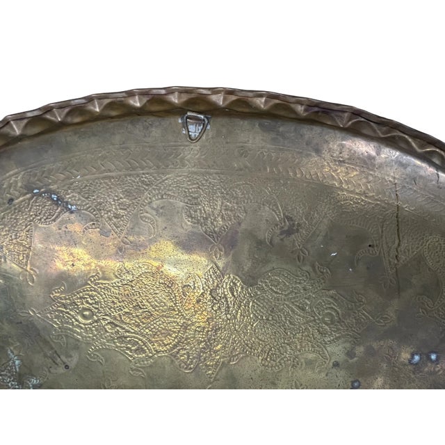 Mid-Century Moroccan Oval Brass Tray Table For Sale - Image 14 of 14