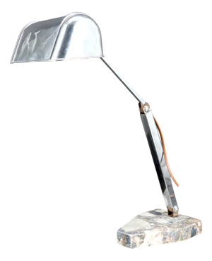 Art Deco Modernist Desk Lamp in Chrome, Aluminum and Marble, France, 1930