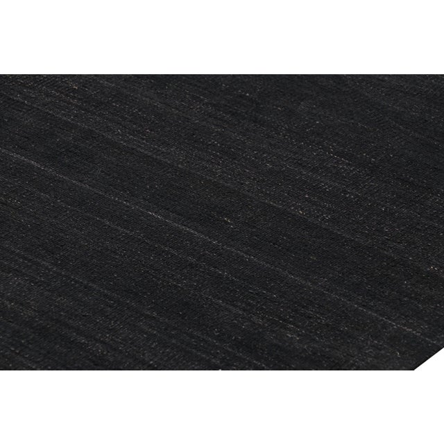 Rug & Kilim’s Solid Kilim Rug in Black Tones and Striae For Sale In New York - Image 6 of 7