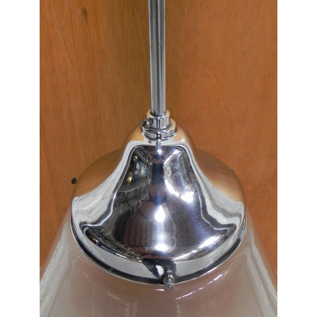 Silver Art Deco Frosted Glass Pendant Lamp, 1930s For Sale - Image 8 of 11