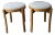 Pair of Mid 20th Century Danish Blonde Wood Stools With Upholstered Tops For Sale