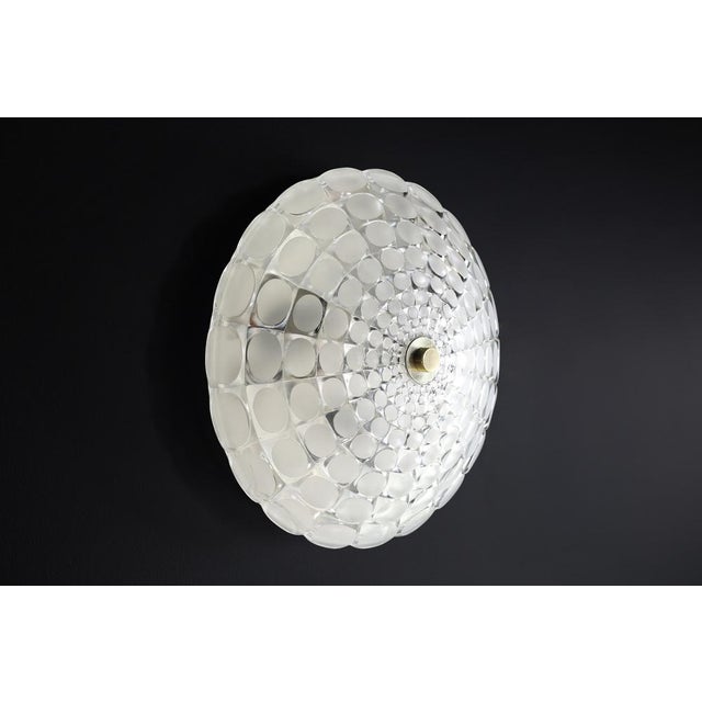 Mid-Century Space Age Round Flush Mount in Frosted Glass attributed to J. T. Kalmar for Kalmar, Austria, 1960s For Sale - Image 9 of 12