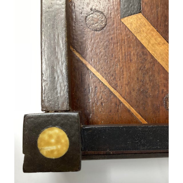 Brown Mid 20th Century American Folk Art Inlaid Wood Tray For Sale - Image 8 of 11