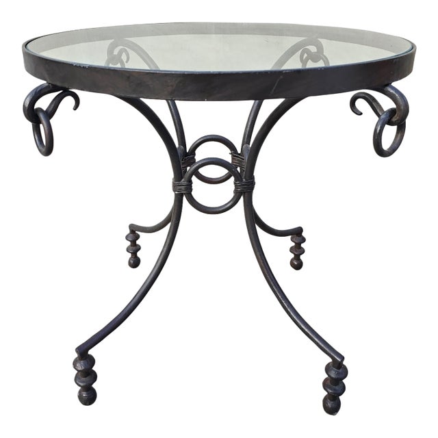 Late 20th Century Wrought Iron Glass Table For Sale