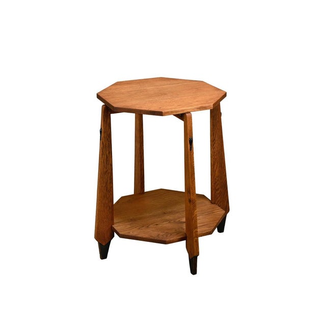 Dutch Art Deco Octagon Side Table in Oak, 1930s For Sale - Image 16 of 16