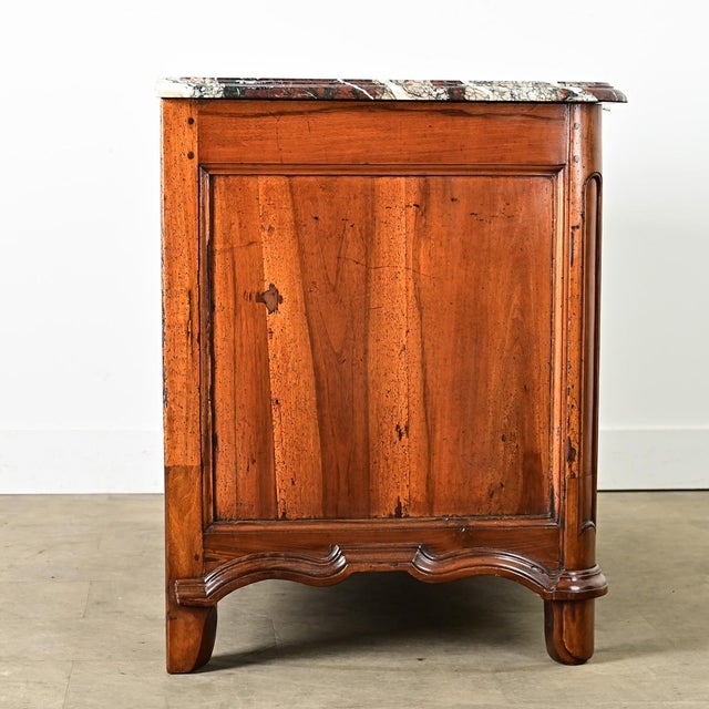 Brown 18th Century French Louis XV Period Commode With Original Hand Cut Marble Top For Sale - Image 8 of 16