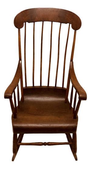 Classic Antique Primitive American Mahagony Spindle Back Rocking Chair