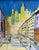 1970s Whimsical Mid-Century Modern Cityscape Painting in Lavender Frame For Sale - Image 9 of 11