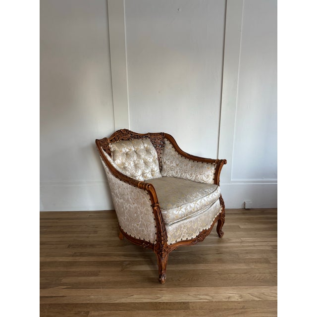 Vintage 1960s French Provincial Carved Armchair by Deutsche Bros., Chicago For Sale - Image 4 of 12