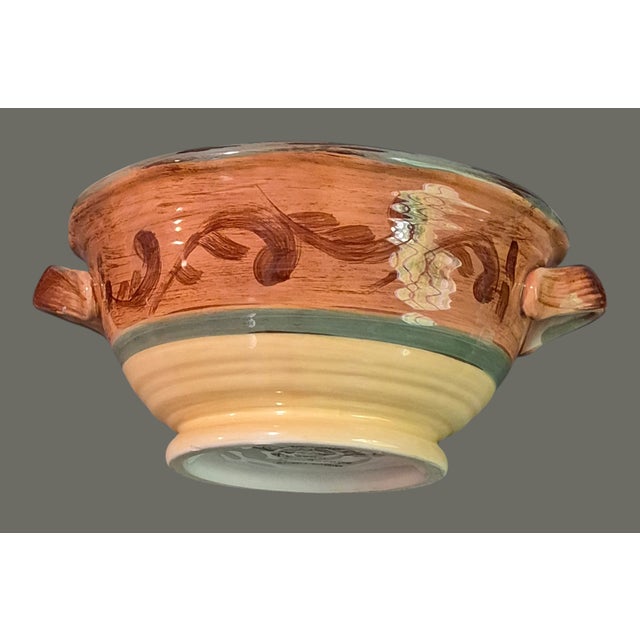 Rustic European Late 20th Century Set of Four Certified International Pamila Gladding Rustic Tuscan Landscape Handled Bowls For Sale - Image 3 of 9