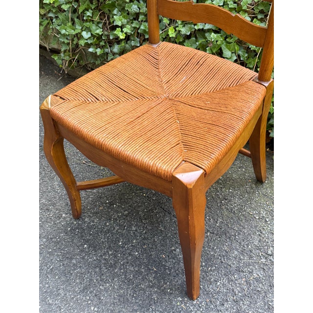 Wood Vintage Country French Dining Ladderback Chairs Crafted- Set of 4 For Sale - Image 7 of 12