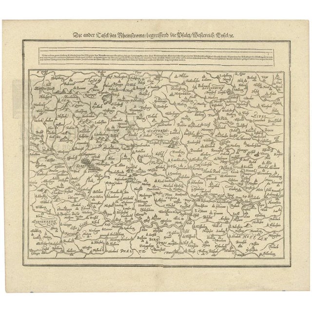 Woodcut Map of the Rhine River Region, 1628 For Sale - Image 6 of 6