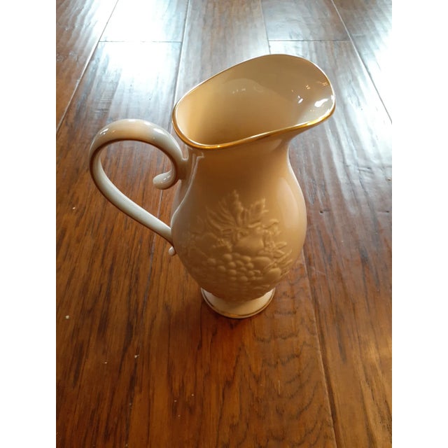 Vintage Lenox Ivory Fine Porcelain Usa Fruit of Life Pitcher For Sale In Dallas - Image 6 of 8