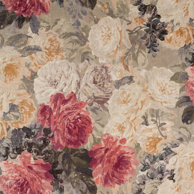 Zoffany Rose Absolute Linen Fabric in Sunstone/Mercury - a Sample For Sale