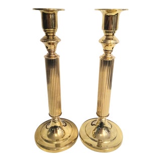 Vintage Brass Copper Craft Fluted Candle Stick Holders- a Pair For Sale