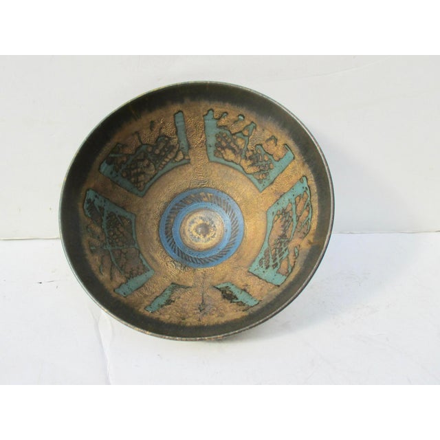 1980s Ann Kenny Gold and Blue by Night Bowl Circa 80s For Sale - Image 5 of 8