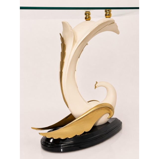 1980s San Sen, Brass & Glass Swan Console Table for Art House Jofral Spain, Labeled For Sale - Image 11 of 18