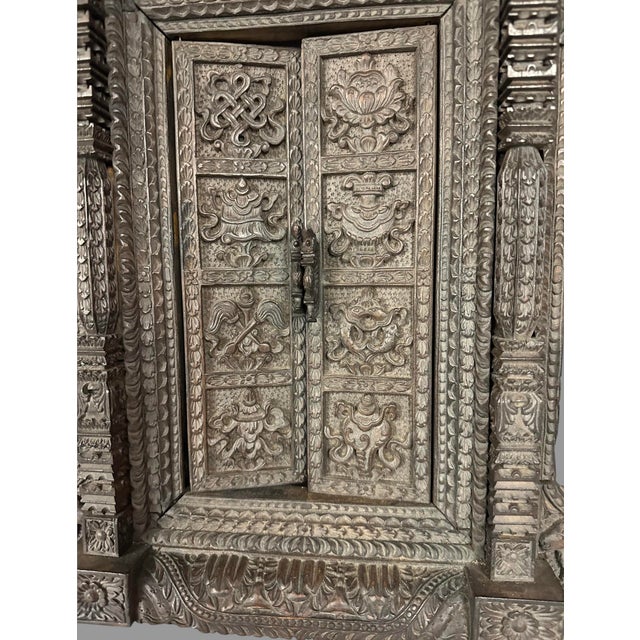 Mid 20th Century Carved Hardwood Asian Replica of Temple Doors in Nepal For Sale - Image 4 of 10