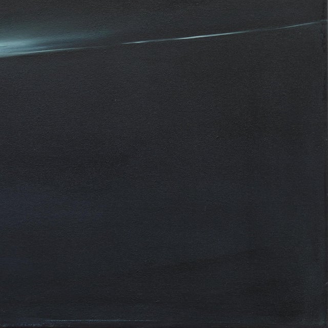 Textile Edge of Eternity III - Original Atmospheric Blue Abstract Landscape Oil Painting on Canvas For Sale - Image 7 of 9