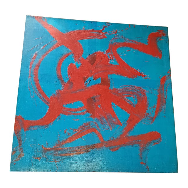1960s Mid Century Modern Vintage Signed Abstract Painting For Sale