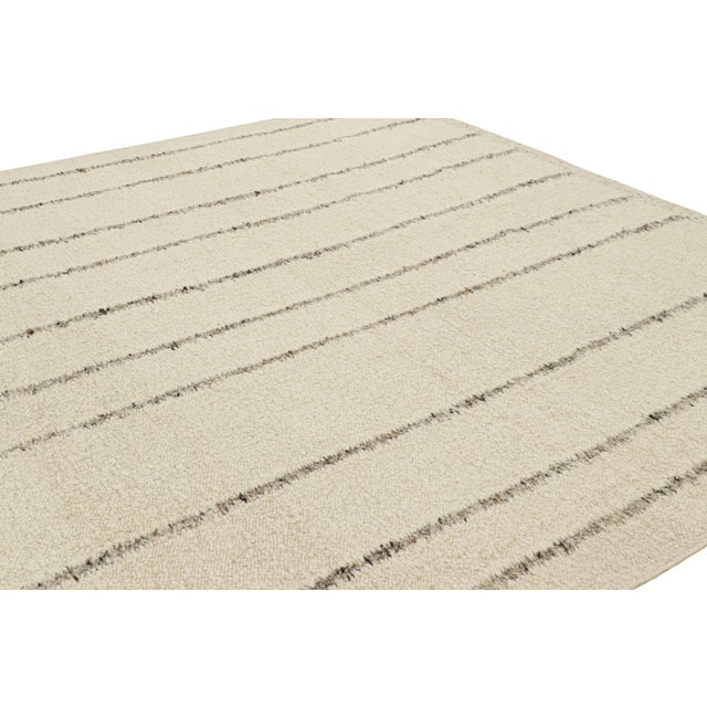 Rug & Kilim Rug & Kilim’s Contemporary Kilim in Cream and White With Stripes For Sale - Image 4 of 7