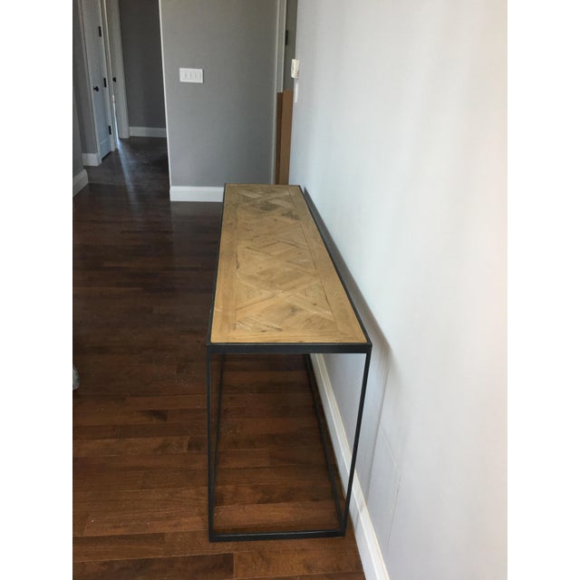 Restoration Hardware Reclaimed Russian Oak Parquet Console Table | Chairish