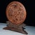 Brown Antique Miniature Round Wooden Screen, Pierced Carving of Mythical Beast For Sale - Image 8 of 8