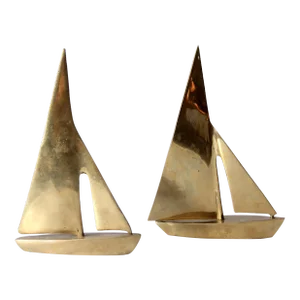 Mid Century Brass Sailboat Pair