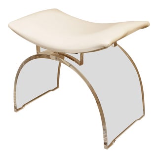 Charles Hollis Jones For Hill Manufacturing Corp. Vintage Lucite Arched Stool For Sale