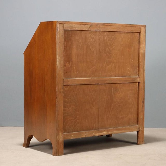 Brown English Style Mahogany Veneered Drop-Leaf Secretaire For Sale - Image 8 of 9