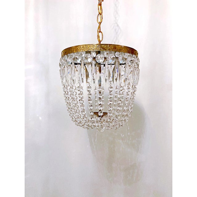 Bronze 1950s Italian Bronze Basket Chandelier For Sale - Image 8 of 8