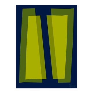 Lime and Deep Navy Transparencies Fine Art Print 18" X 24" by Liz Roache For Sale