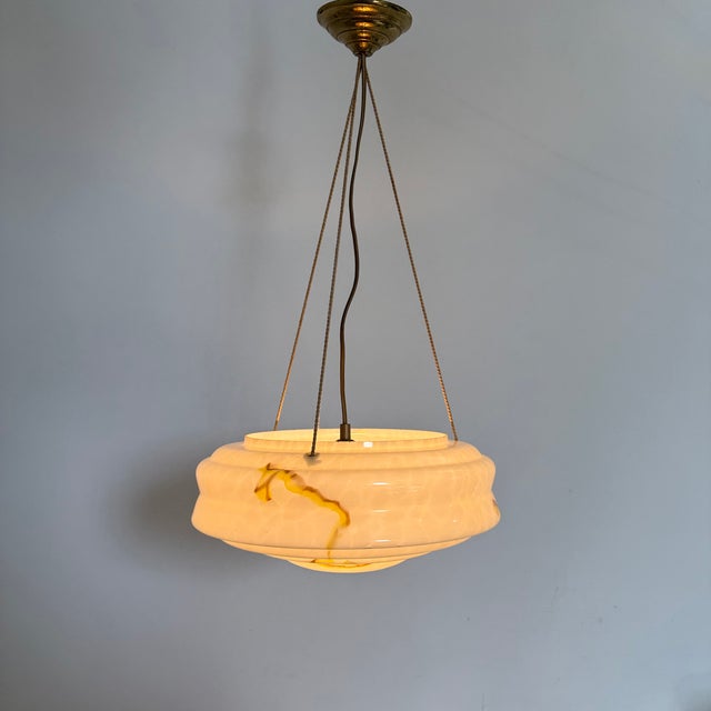 Art Deco Glass Hanging Lamp, 1950s For Sale - Image 17 of 18
