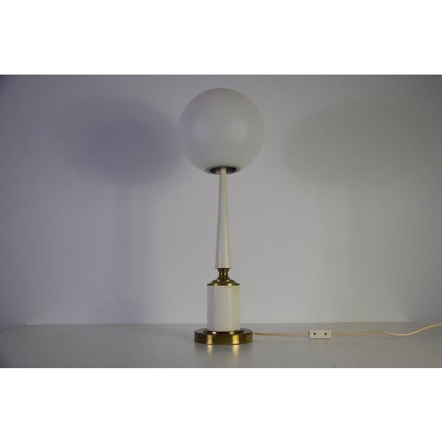 Gold Vintage Italian Table Lamp in White Metal and Opal Glass, 1960s For Sale - Image 8 of 15