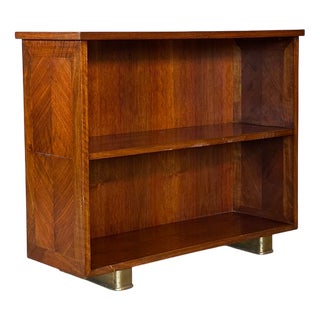 Vintage Walnut and Brass Bookcase, 1950s For Sale